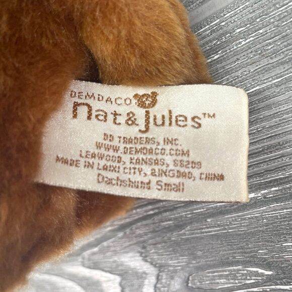 2012 Demdaco Nat and Jules Dachshund 10" Plush Brown Dog Stuffed Animal Toy - Picture 8 of 10